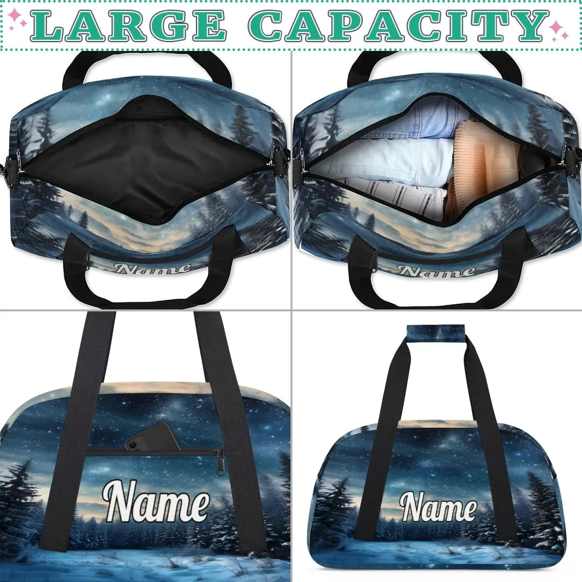 Galaxy Star Custom Name Sport Duffel Bag Dance Bag for Girls Teens Personalized Ballet Bag Gift for Birthday Christmas Helloween