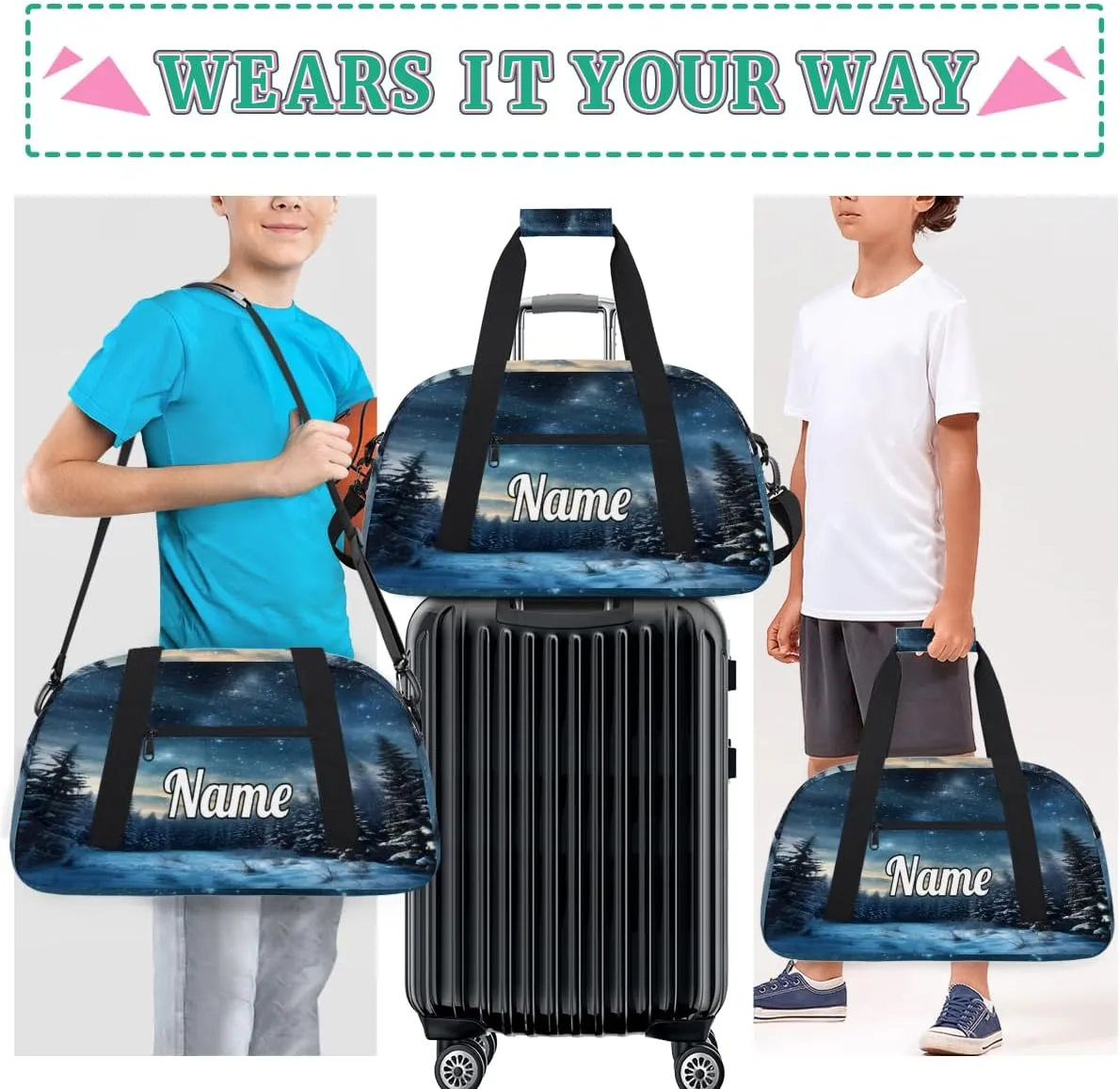 Galaxy Star Custom Name Sport Duffel Bag Dance Bag for Girls Teens Personalized Ballet Bag Gift for Birthday Christmas Helloween