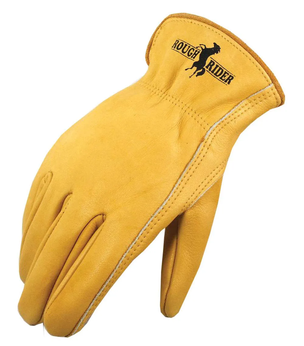 Galeton Rough Rider Premium Leather Driver Gloves With Elastic Back Gold, Medium (25001PR-M)
