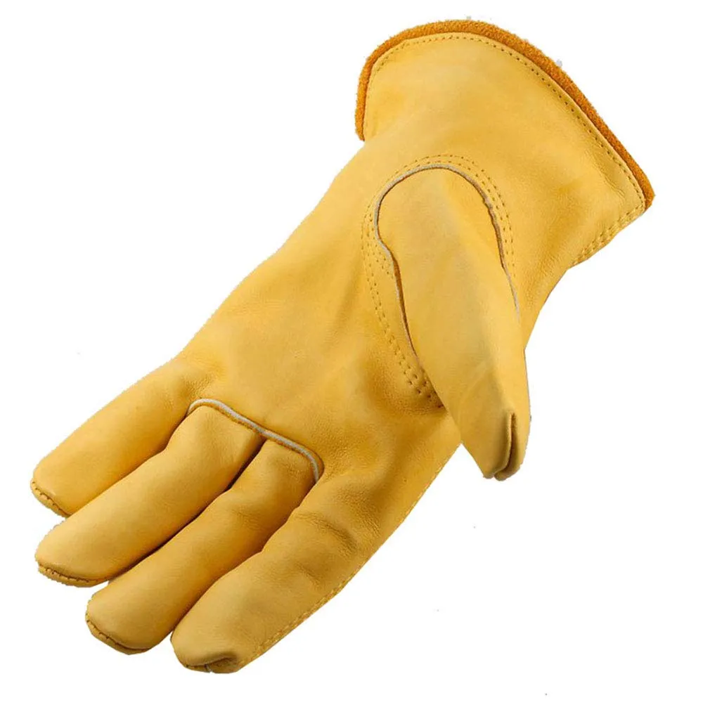 Galeton Rough Rider Premium Leather Driver Gloves With Elastic Back Gold, Medium (25001PR-M)