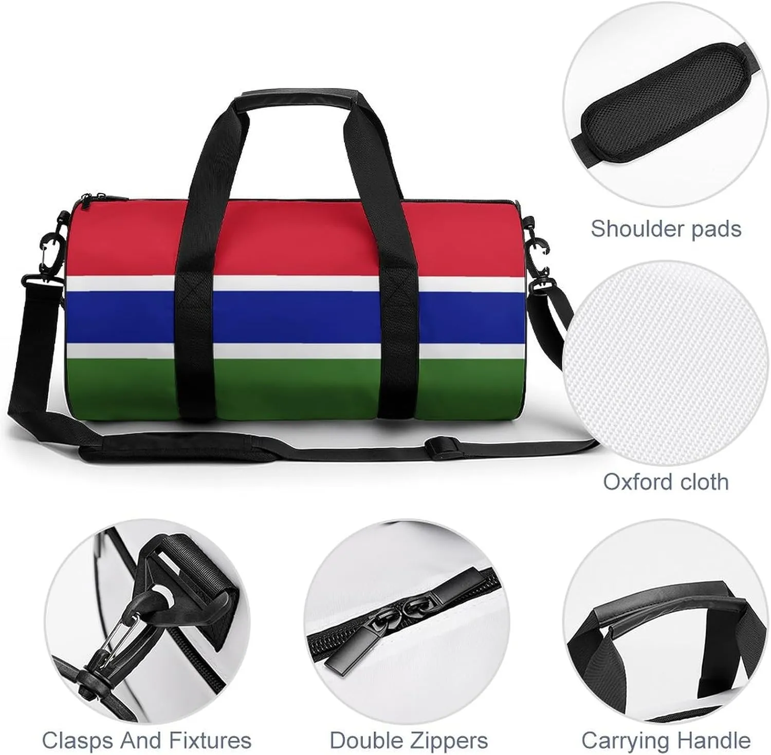 Gambia Flag Waterproof Sports Duffel Bag Dry Wet Separation for Gym Beach Travel