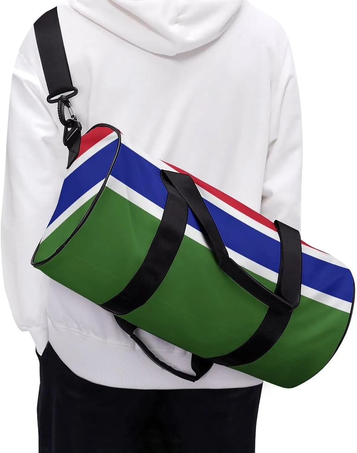 Gambia Flag Waterproof Sports Duffel Bag Dry Wet Separation for Gym Beach Travel