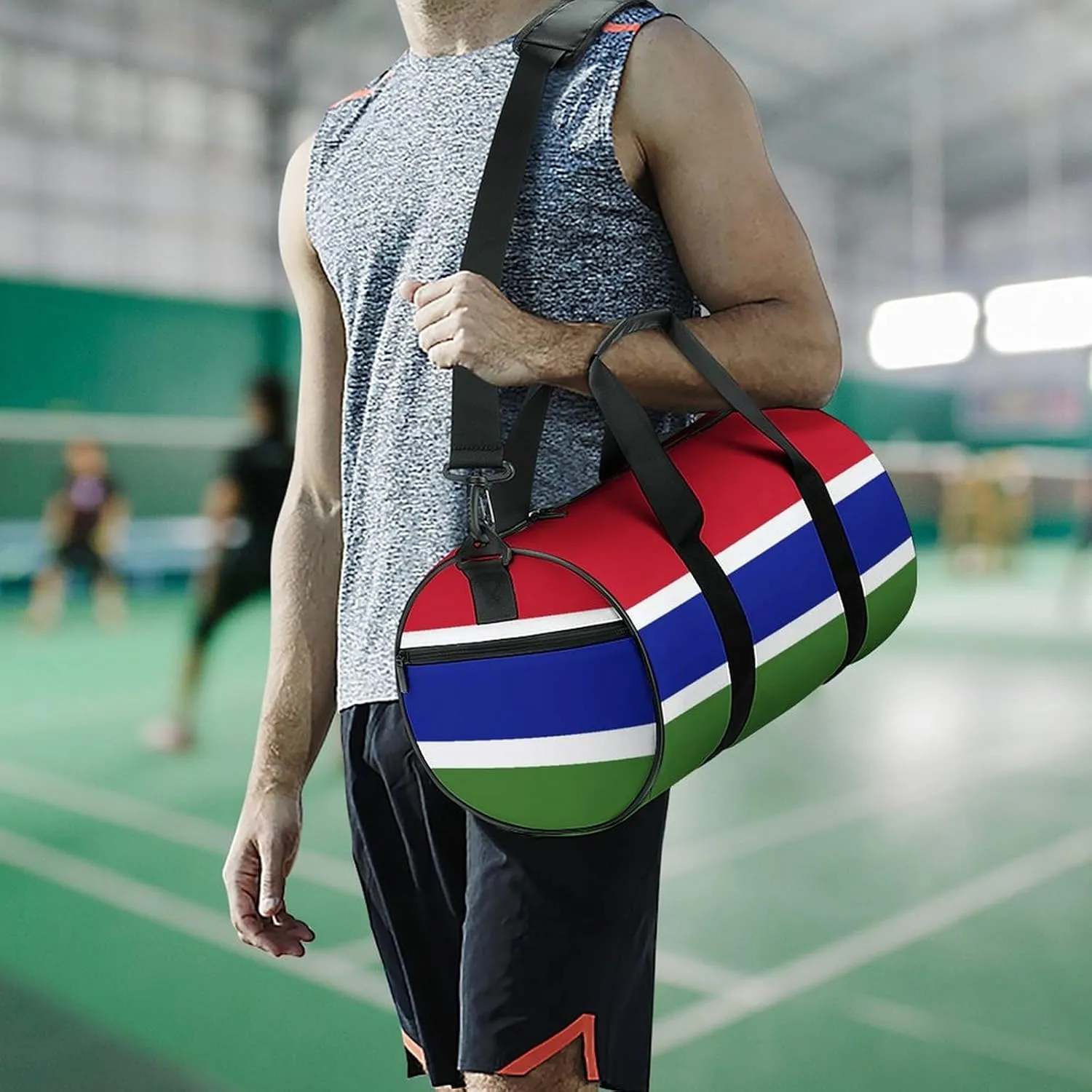 Gambia Flag Waterproof Sports Duffel Bag Dry Wet Separation for Gym Beach Travel