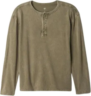 GAP Boys' Long Sleeve Washed Henley