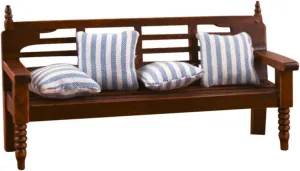 Garneck 12 Scale Miniature Mini Bench and Pillow Model Wood Bench Toy for Boys and Girls Dollhouse Decor Mini Craft Set