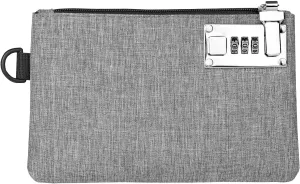 GEEDUD Lockable Money Bag - 5x8 Inches Durable Nylon Locking Bank Bag Coin Purse for Cash, Jewelry, Passports, Medicine, Credit Cards and Valuable Storage Cash Bag (Grey)