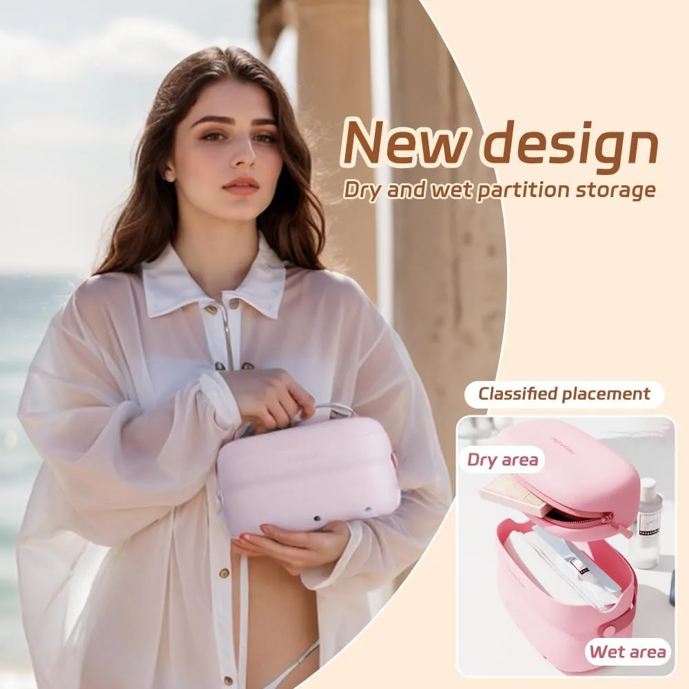 Geerlaqaly Makeup Bag Suitable for Women EVA Dry Wet Separation Large Capacity 2-in-1 Travel Storage Bag Suitable for Beach Travel Outdoor Gym,yellow