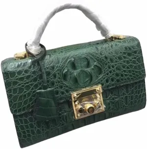 Genuine Alligator Leather Women's Small White Purse Crocodile Skin Lock Closure Lady Handbag Female Shoulder Messenger Bag