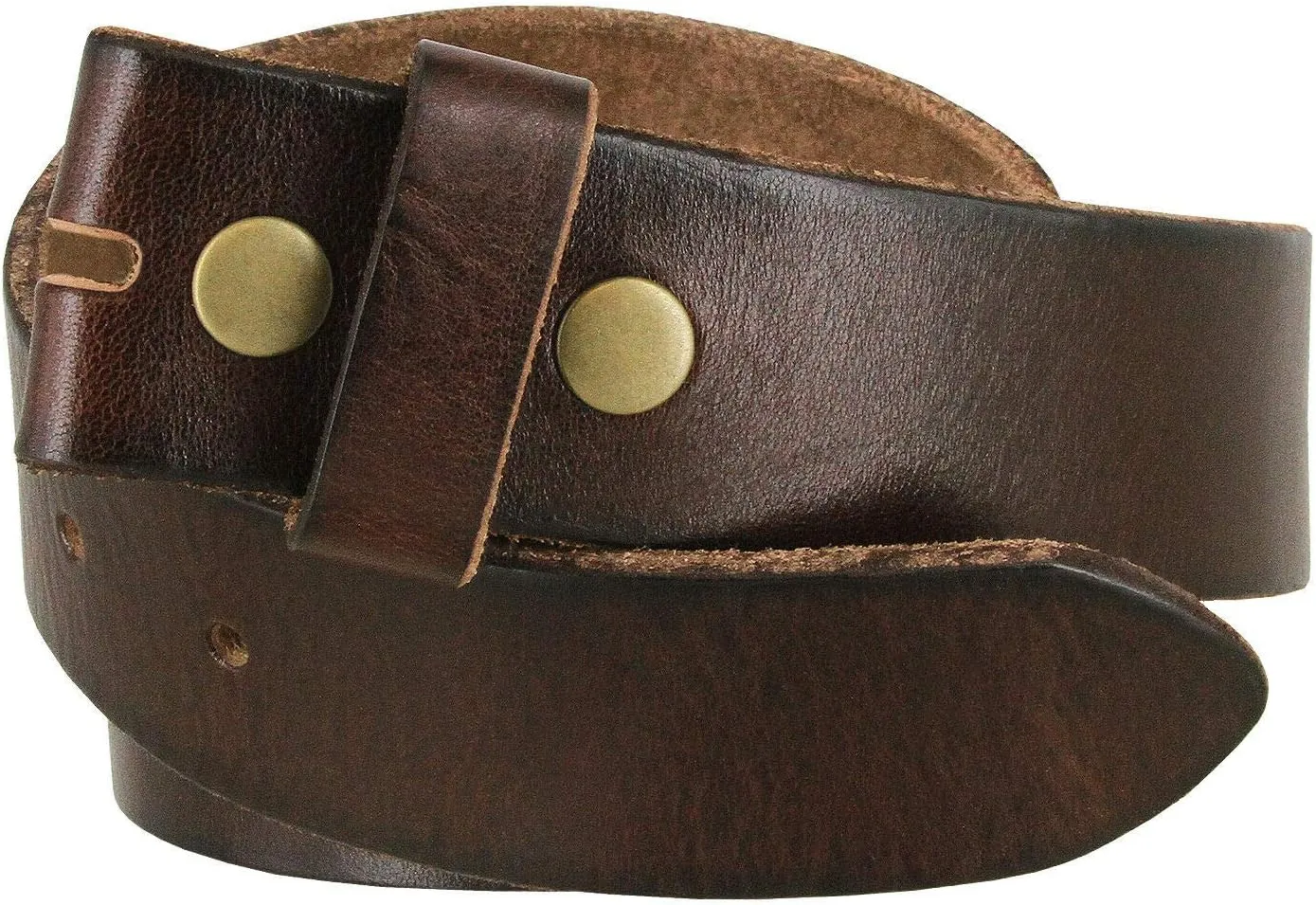 Genuine Full Grain One-Piece 100% Leather Plain Belt Strap with Snaps or Heavy-Duty Strap, 1-1/2" (38mm) Wide