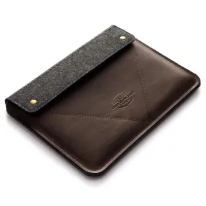 Genuine Italian Leather Case/Sleeve for MacBook Pro 13/14 / 15/16 inch, Wood Brown, Wool Felt Bag for MB Air 13, M1, M2 Handmade Vintage Secure Laptop Cover, Unique Gift, Crazy Horse Craft