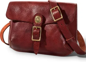 Genuine Leather Cross Body Bag for Women Men, Vegetable-Tanned Leather, Adjustable Strap,Pure Brass