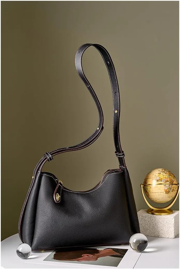 Genuine Leather Shoulder Bag for Women, Fashion crossbody bag, Tote Handbag Purse with Zipper Closure