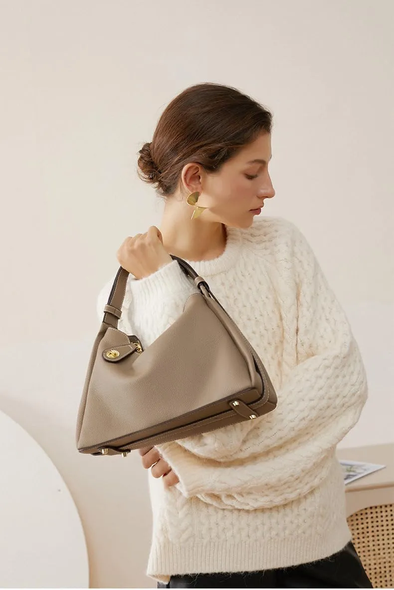 Genuine Leather Shoulder Bag for Women, Fashion crossbody bag, Tote Handbag Purse with Zipper Closure
