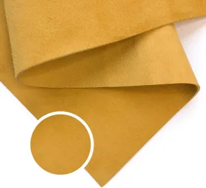 Genuine Yellow Suede Leather Hide: Real Leather Sheet for Crafts - Tanned Suede Fabric (Mineral Yellow, 18x24In/ 45x60cm)