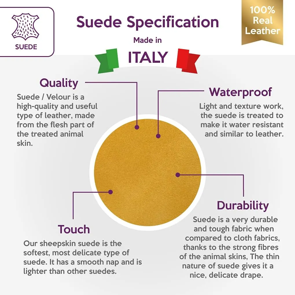 Genuine Yellow Suede Leather Hide: Real Leather Sheet for Crafts - Tanned Suede Fabric (Mineral Yellow, 18x24In/ 45x60cm)