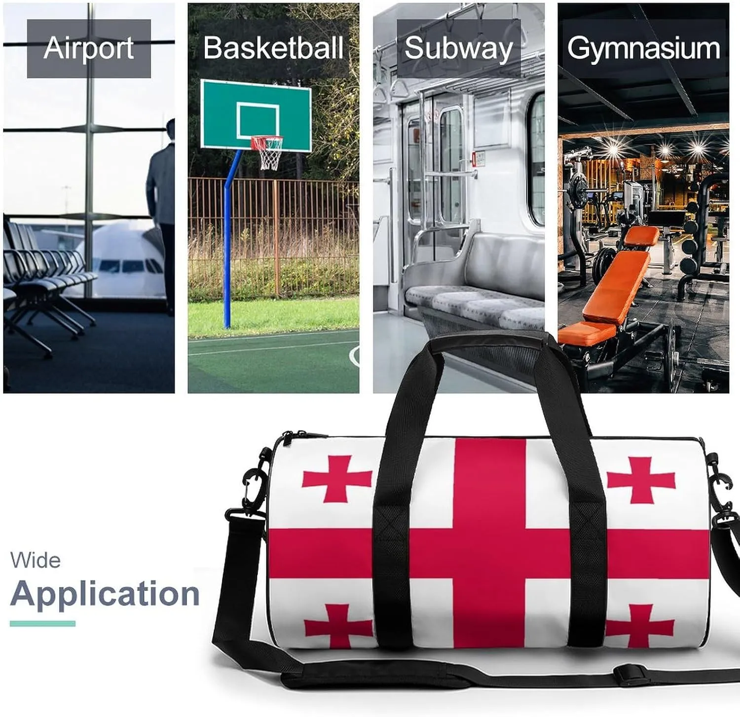 Georgia Flag Waterproof Gym Bag for Travel Dry Wet Separation for Beach Yoga Weekender