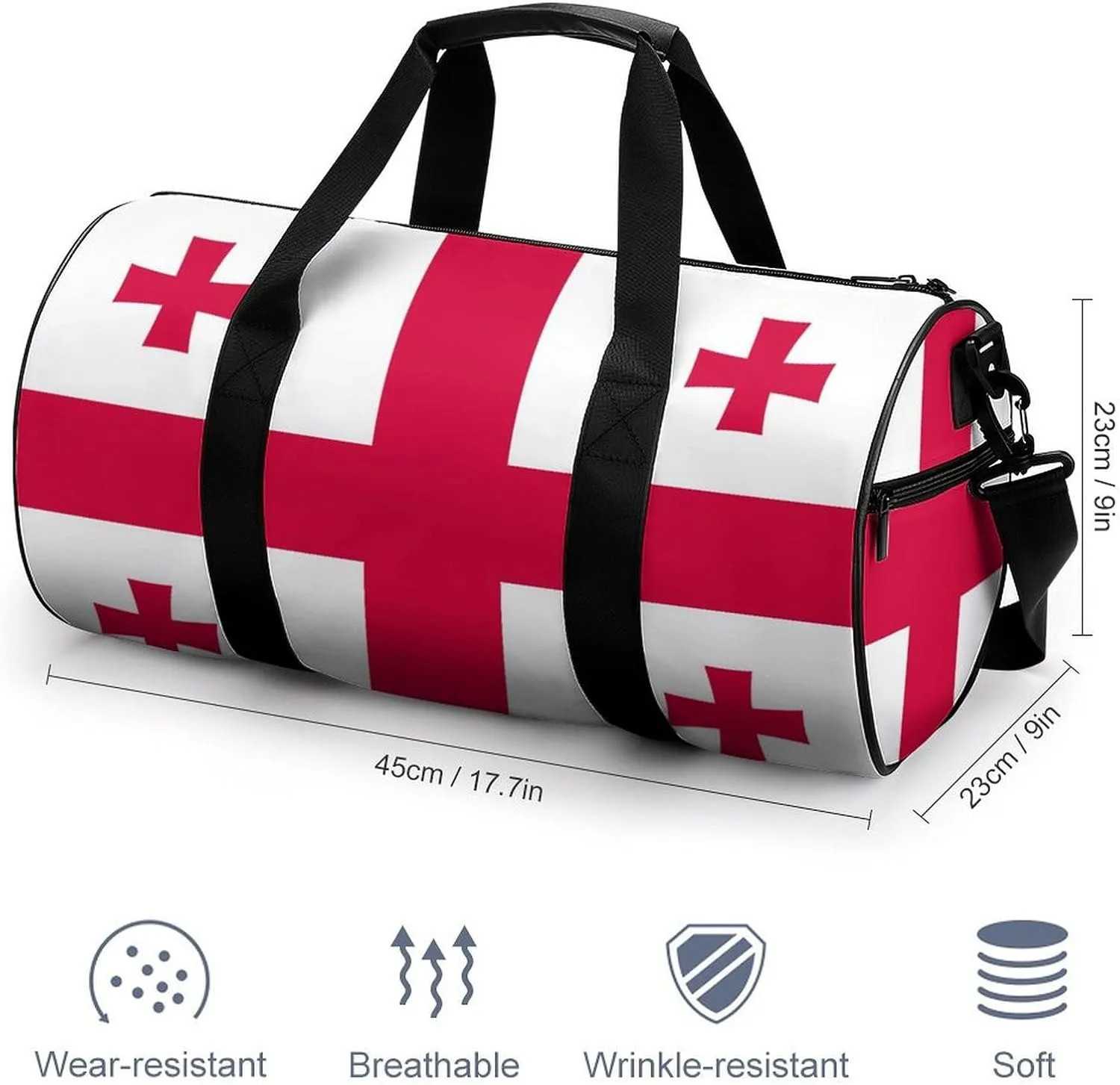 Georgia Flag Waterproof Gym Bag for Travel Dry Wet Separation for Beach Yoga Weekender