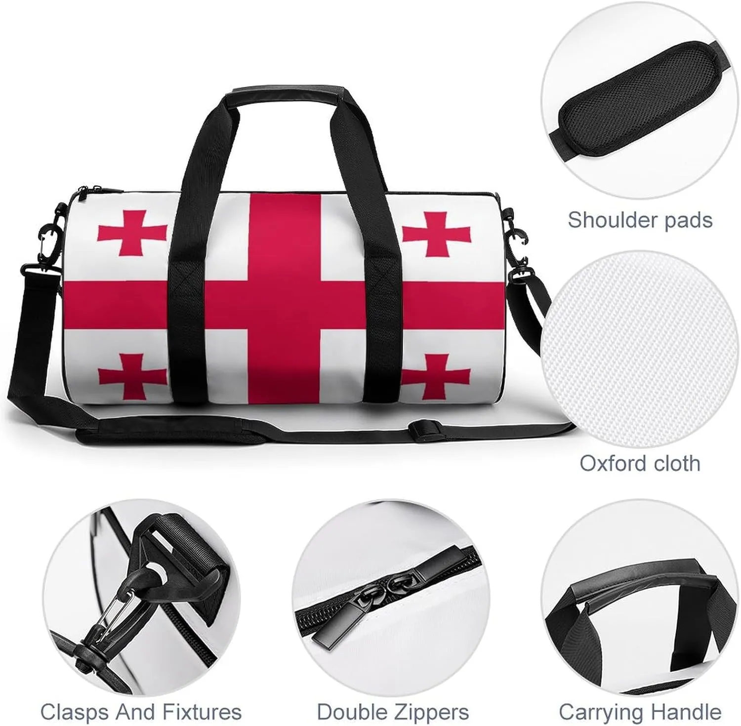 Georgia Flag Waterproof Gym Bag for Travel Dry Wet Separation for Beach Yoga Weekender