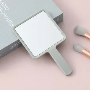 GeRRiT Cosmetic Mirror, Square HD Handheld Mirror, Portable Handheld Handle, Beauty Small Mirror Square Green