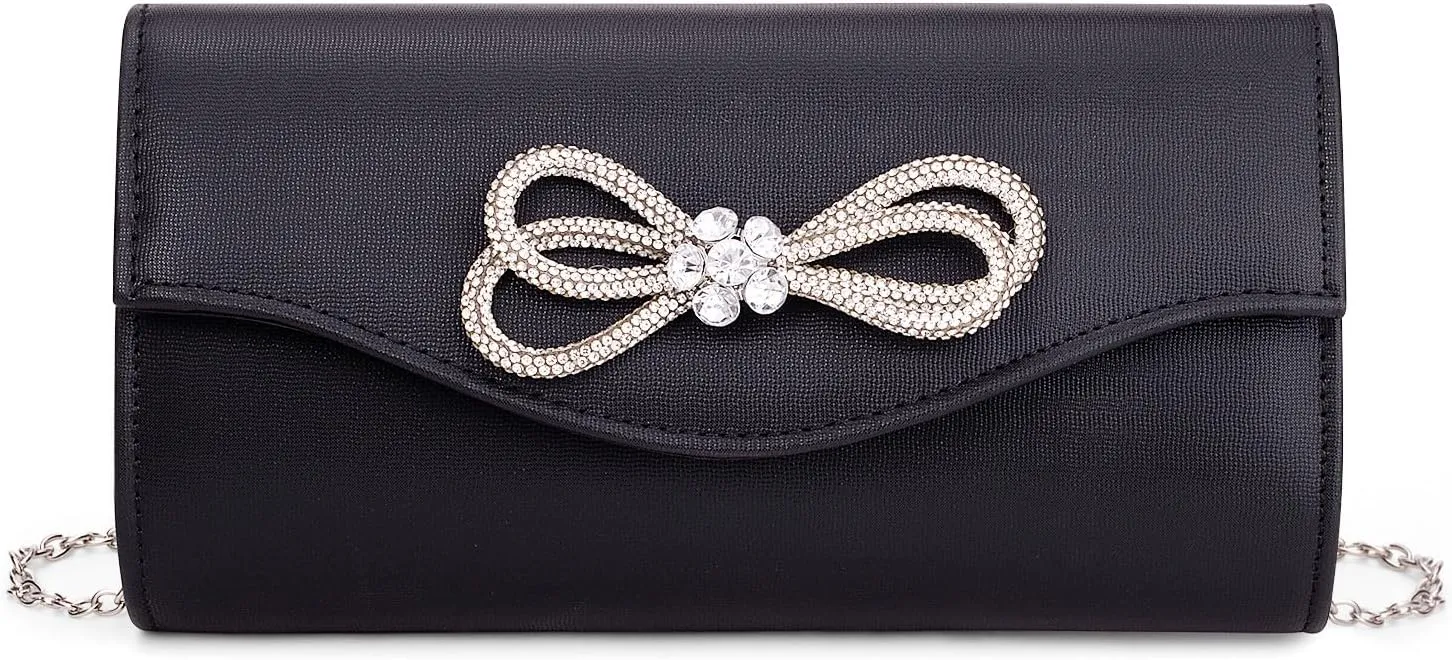 Gets Women Evening Bag Rhinestone Bow Clutch Purse for Women Party Wedding Prom Cocktail Formal Flap Handbags