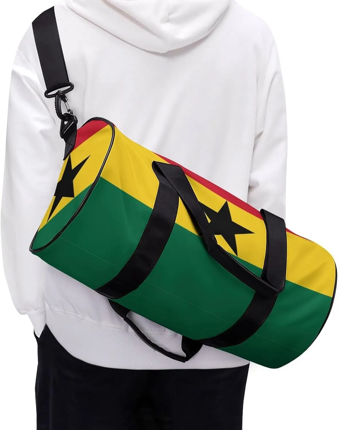 Ghana Flag Waterproof Gym Bag for Women Men with Wet Pocket Sports Duffel for Travel Weekender