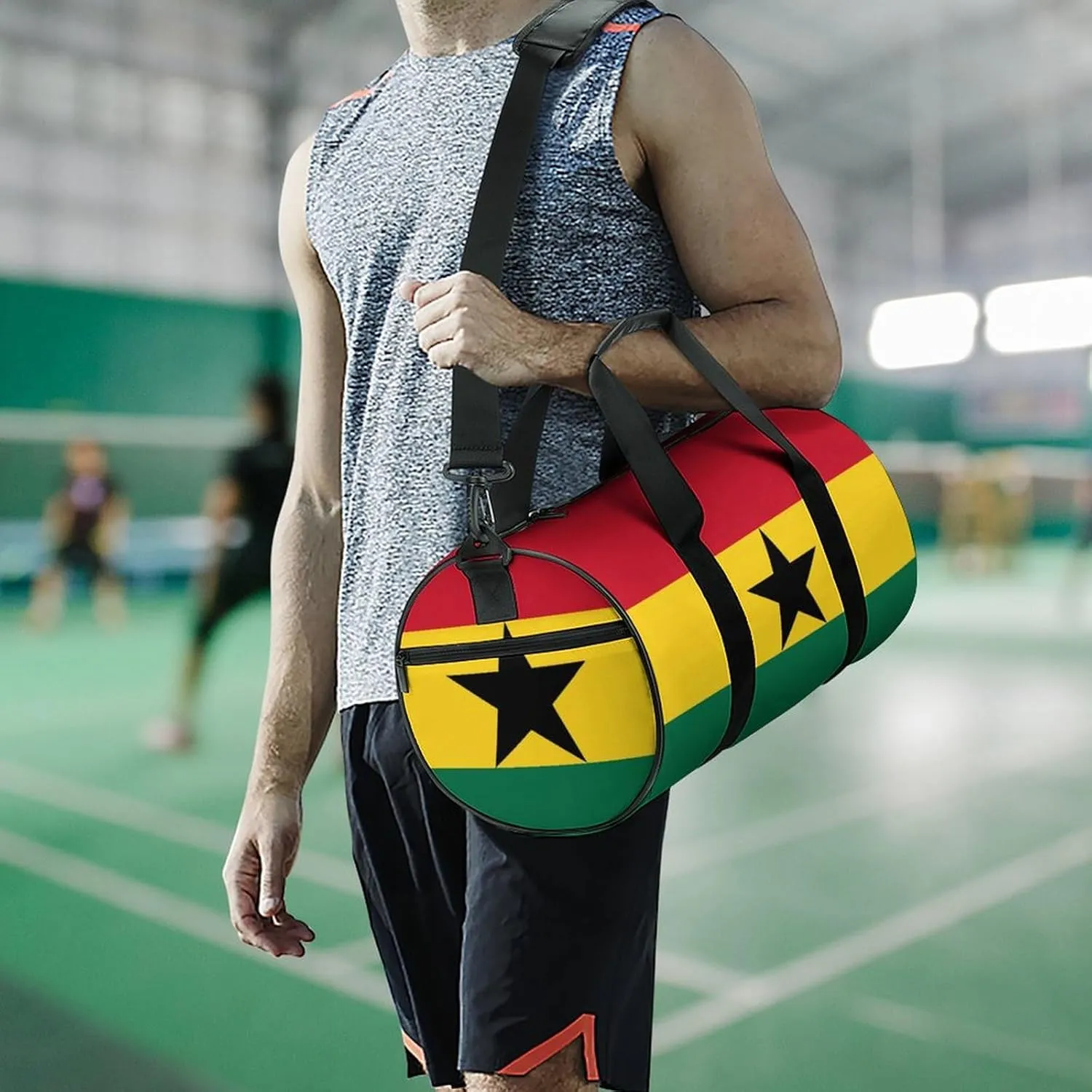 Ghana Flag Waterproof Gym Bag for Women Men with Wet Pocket Sports Duffel for Travel Weekender