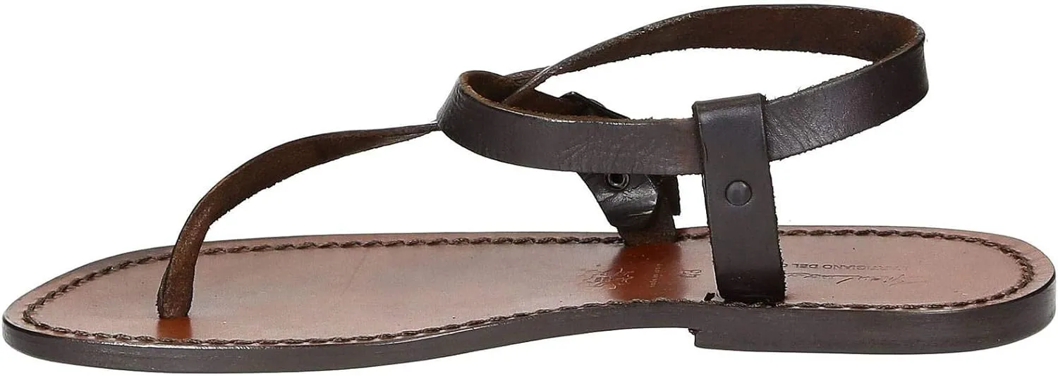 Gianluca - L'artigiano del cuoio Handmade Black Leather Thong Sandals for Men