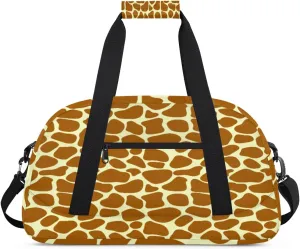 Giraffe Skin Print Gym Duffel Bag for Men Women Giraffe Texture Sports Tote Bag with Adjustable Shoulder Strap for Dance Gymnastics Traveling Outdoor Camping Overnight Stay