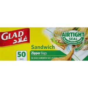 Glad Zipper Food Storage Sandwich Bags Size 14.4cm x 16.5cm 100pcs