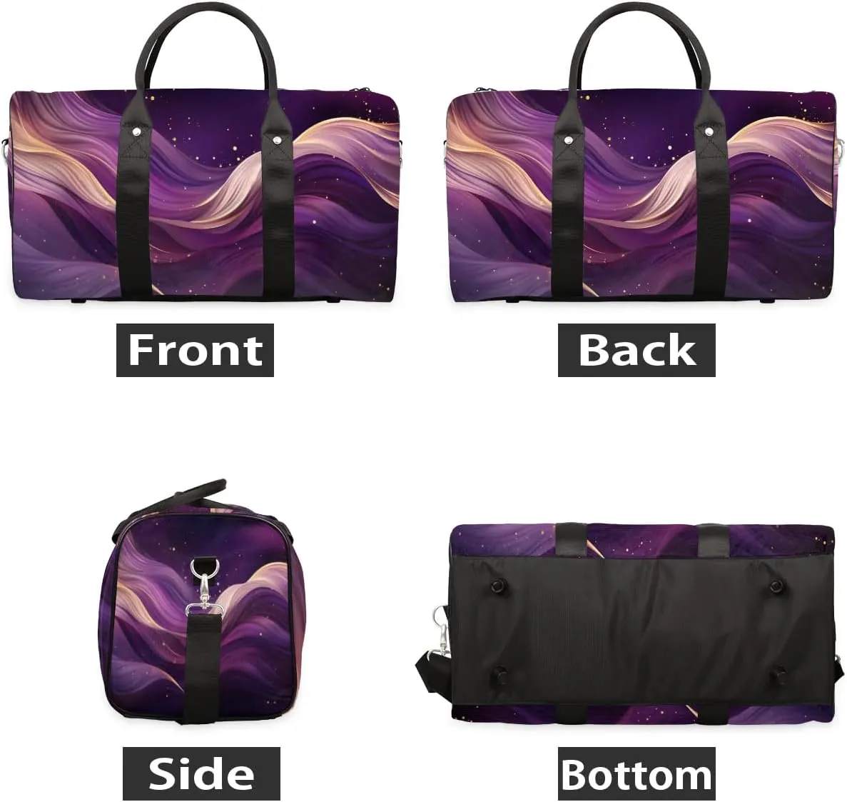 Glitter Pattern Travel Duffel Bag for Women Men Waterproof Foldable Overnight Weekender Bag Large Capacity Sports Gym Bag