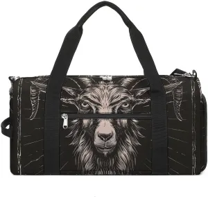 Goat Print Occult Eye Devil Gym Bag for Men Women Lightweight Duffel Bag Sports Workout Bag for Travel Yoga