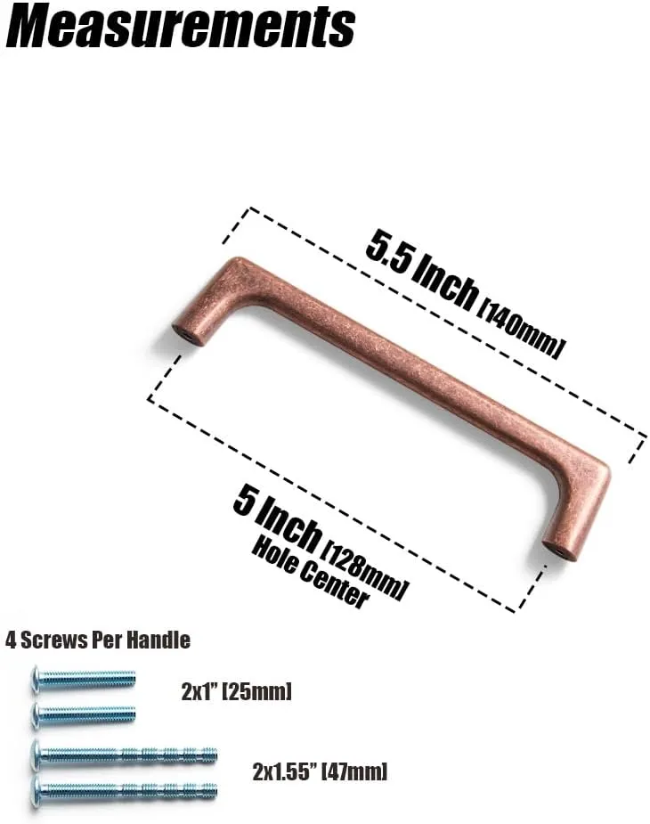Goo-Ki 5''(128mm) Antique Copper Cabinet Pulls,Retro Zinc Alloy Cabinet Pulls for Drawer,Cupboard, Wardrobe,2 Pack