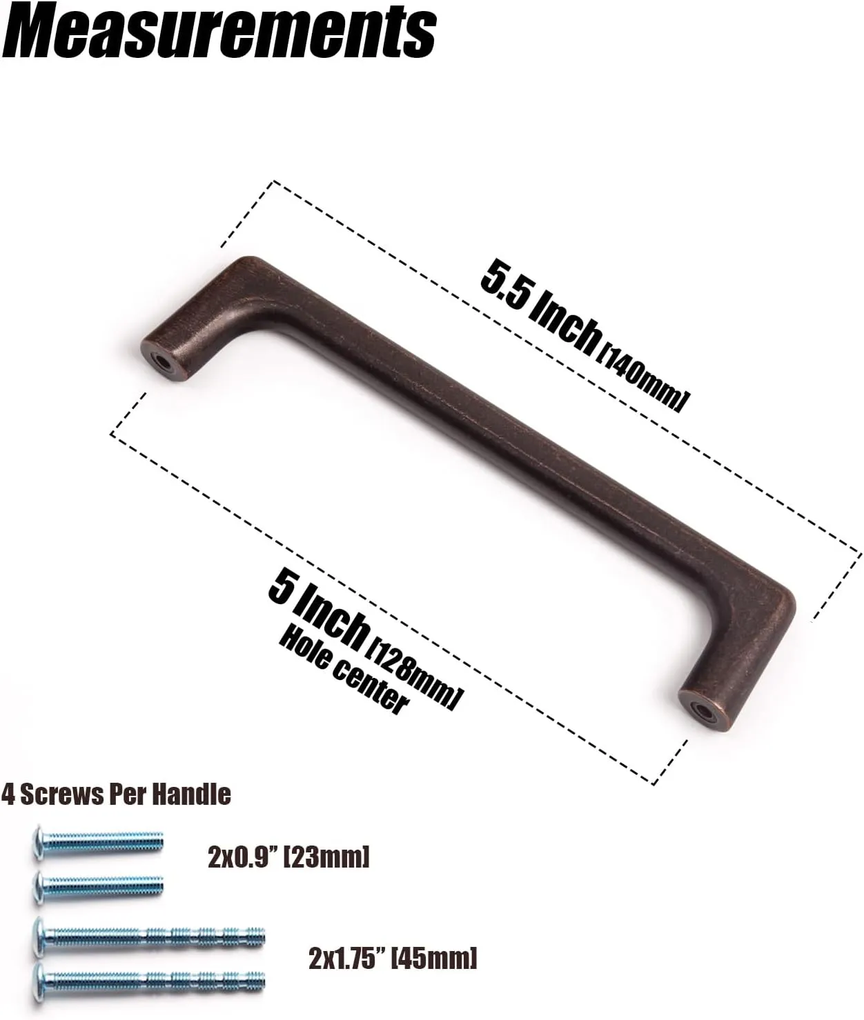 Goo-Ki Antique Oil Rubbed Bronze Cabinet Pulls with 5''(128mm),Casual Luxury Solid Zinc Cabinet Handles for Drawer,Cupboard, Wardrobe,2 Pack