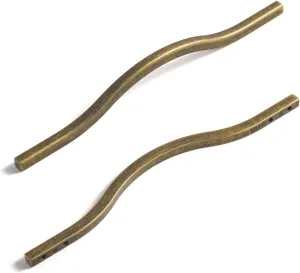 Goo-Ki Low Profile Antique Brass Cabinet Pulls, Double Hole Centers(6.3''/7.6'') Zinc Alloy Handle for Drawer Cupboard Wardrobe,6 Packed