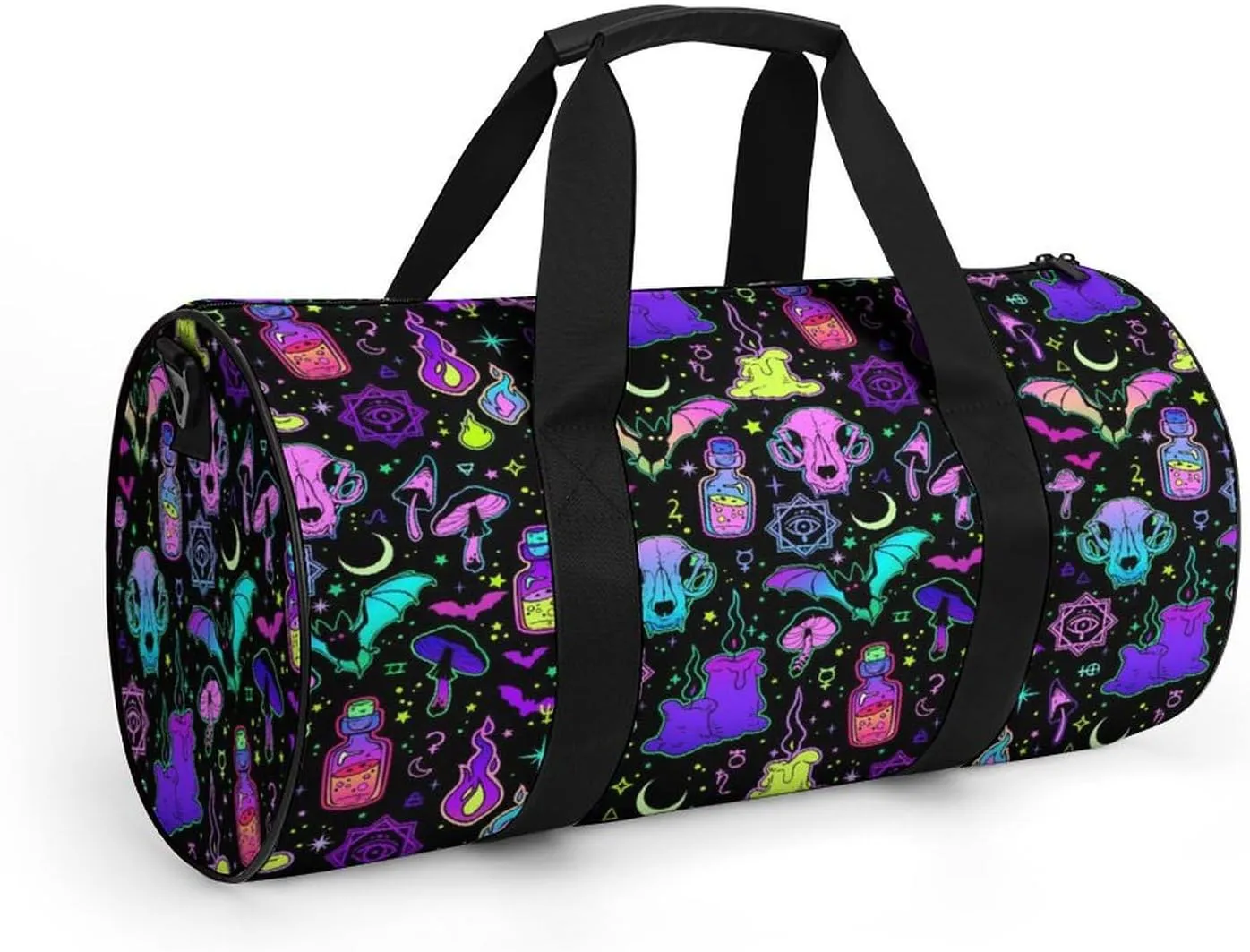 Gothic Magic Witch Witchy Large Capacity Cylindrical Fitness Bag, Hand-held Fitness Bag