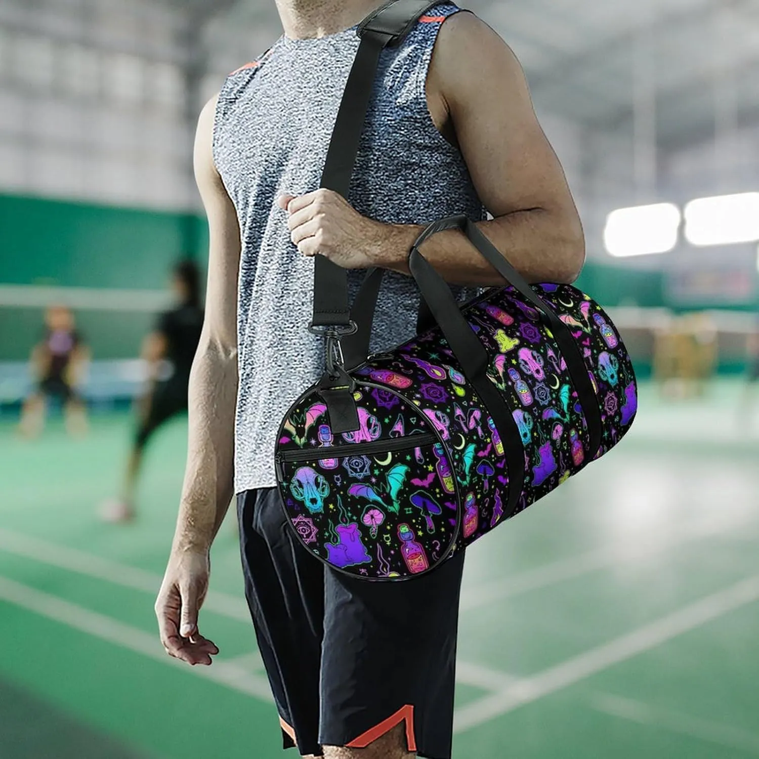 Gothic Magic Witch Witchy Large Capacity Cylindrical Fitness Bag, Hand-held Fitness Bag