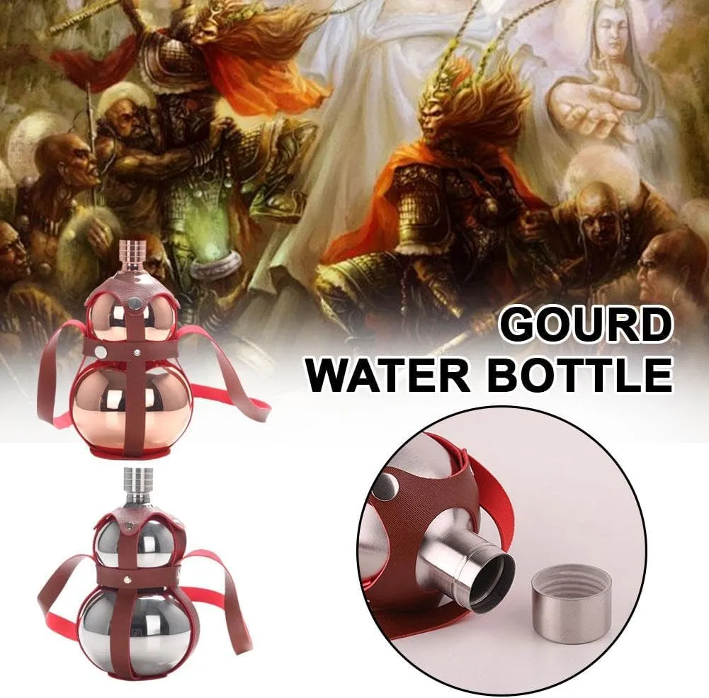 Gourd Water Bottle,1000ml Stainless Steel Gourd Sports Water Bottle Travel Water Bottle,Reusable Water Flask, Screw Top Leak Proof Sport Flask Jug,Eye-catching Gourd Style Water Bottle (Silver)