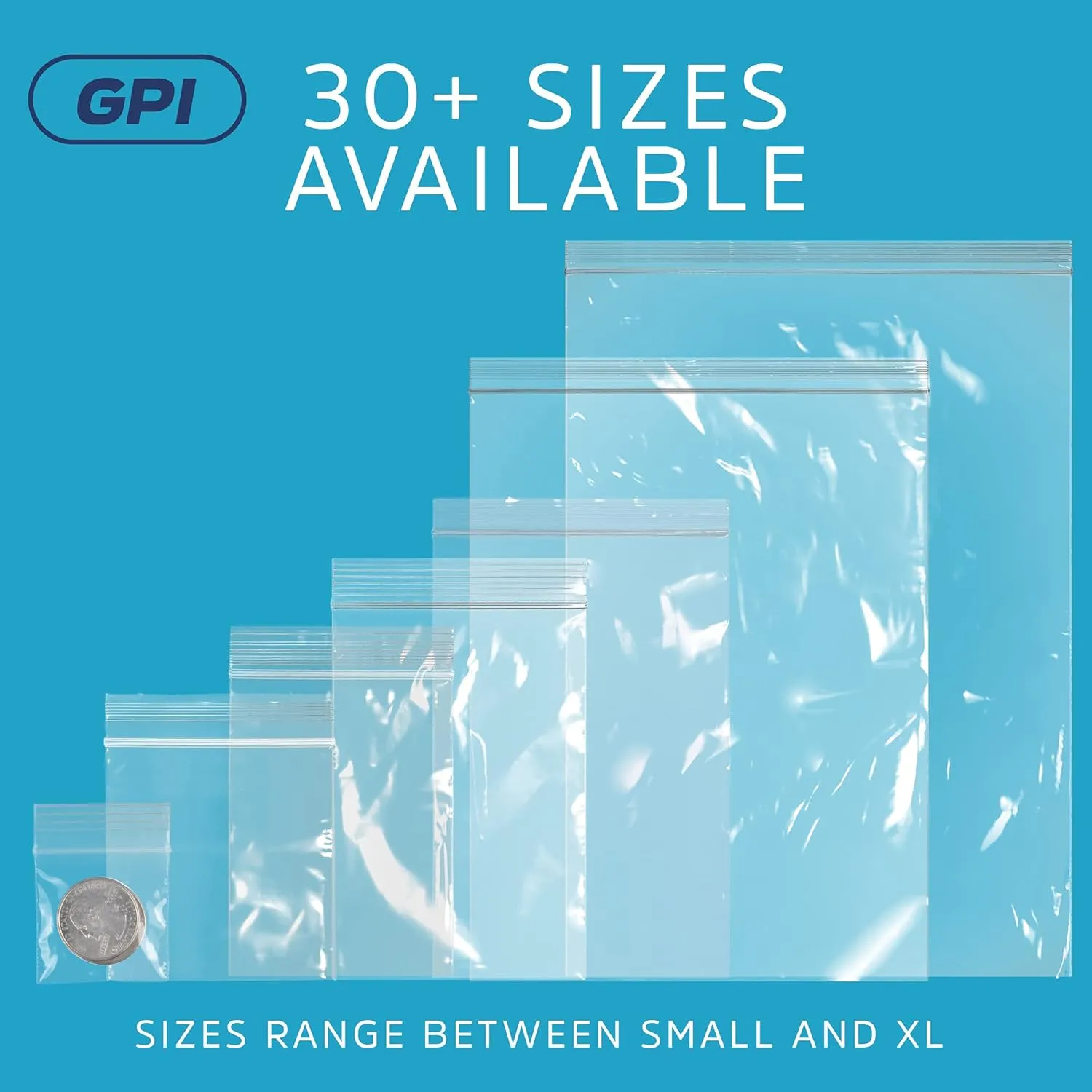 GPI - Case of 1000 3" X 6" Clear Plastic Reclosable Zip Bags - Bulk 2 Mil Thick Strong & Durable Poly Baggies with Resealable Zipper Top Lock for Travel, Storage, Packaging & Shipping.