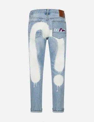 Graffiti-Style Daicock Print Carrot Fit Jeans #2017