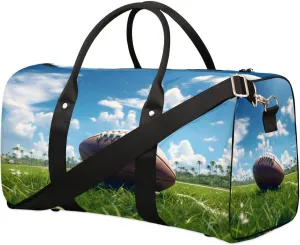 Green Grass Sports American Football Travel Duffel Bag for Women Men Waterproof Foldable Overnight Weekender Bag Large Capacity Sports Gym Bag