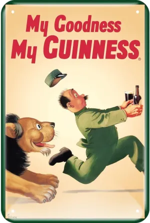 Guinness Lion / Zookeeper Embossed Metal Sign 12" x 8"