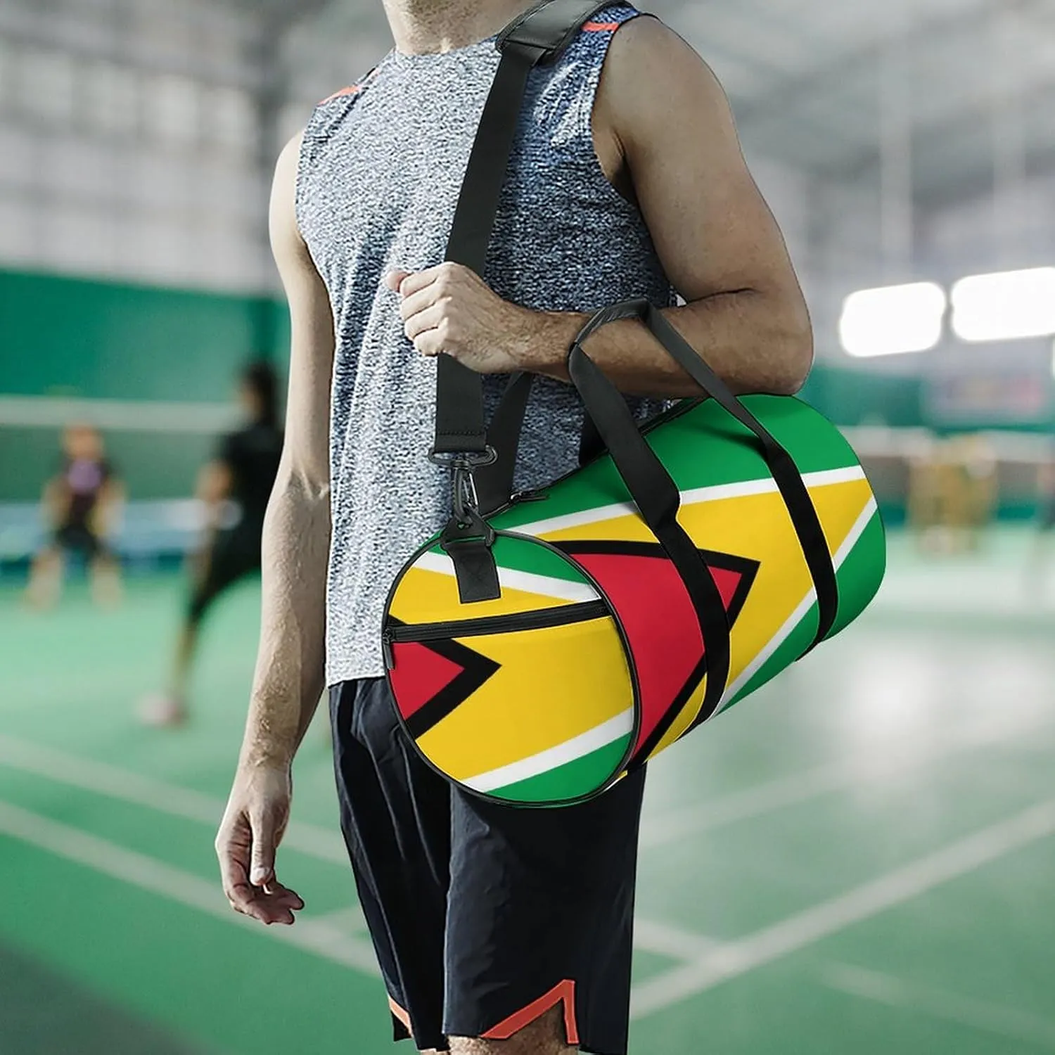 Guyana Flag Sports Duffel Bag for Men Women Dry Wet Separation Lightweight Tote