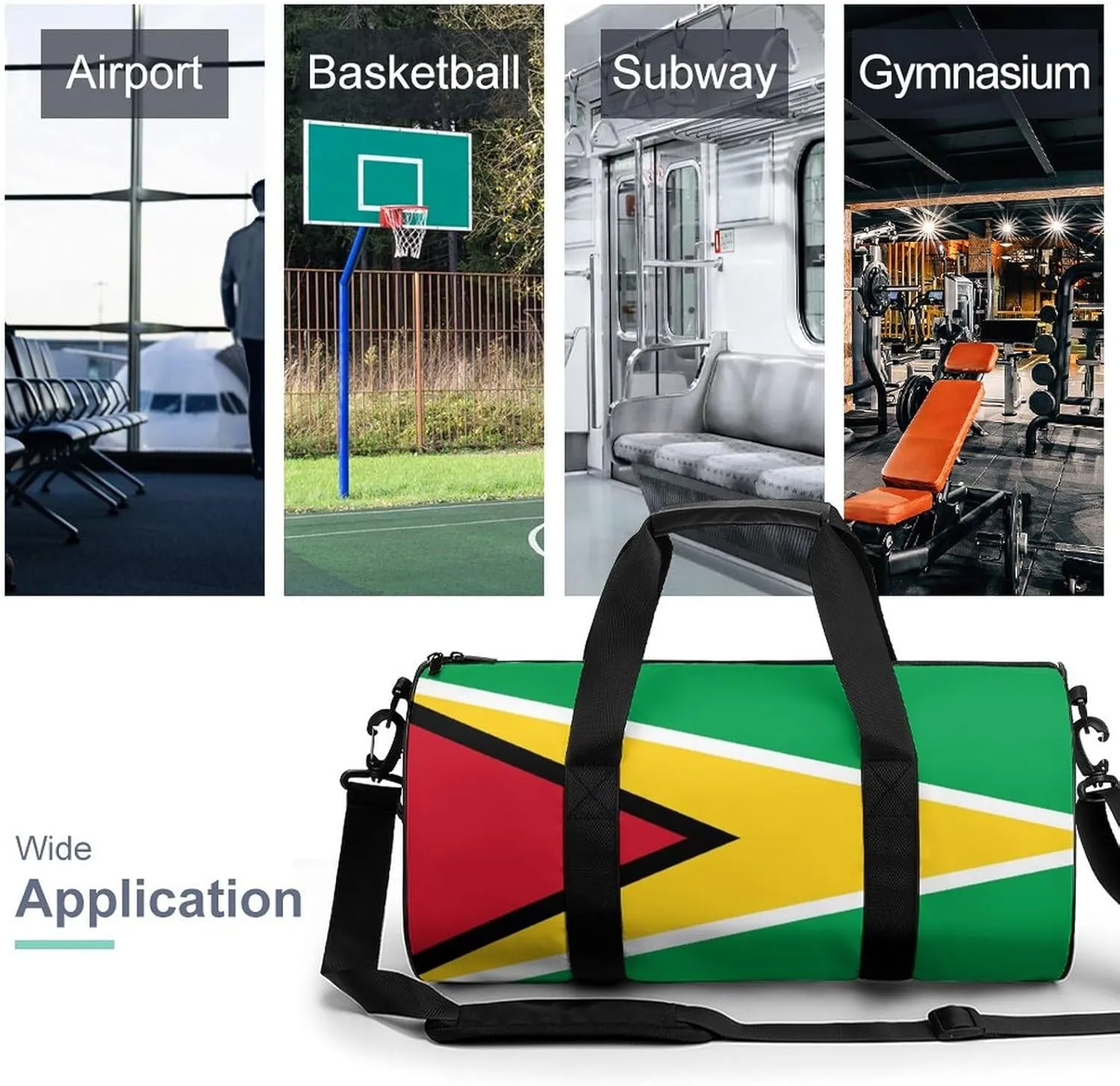 Guyana Flag Sports Duffel Bag for Men Women Dry Wet Separation Lightweight Tote