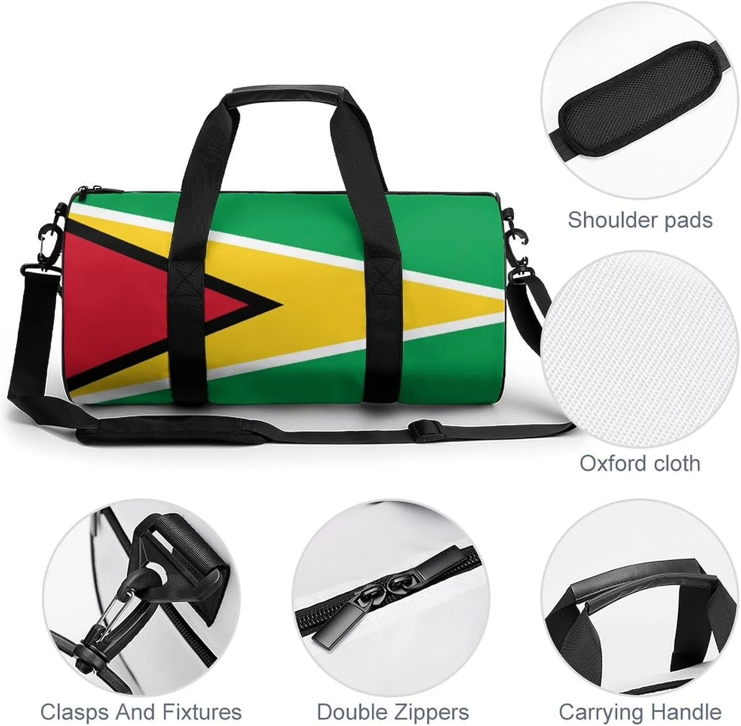 Guyana Flag Sports Duffel Bag for Men Women Dry Wet Separation Lightweight Tote