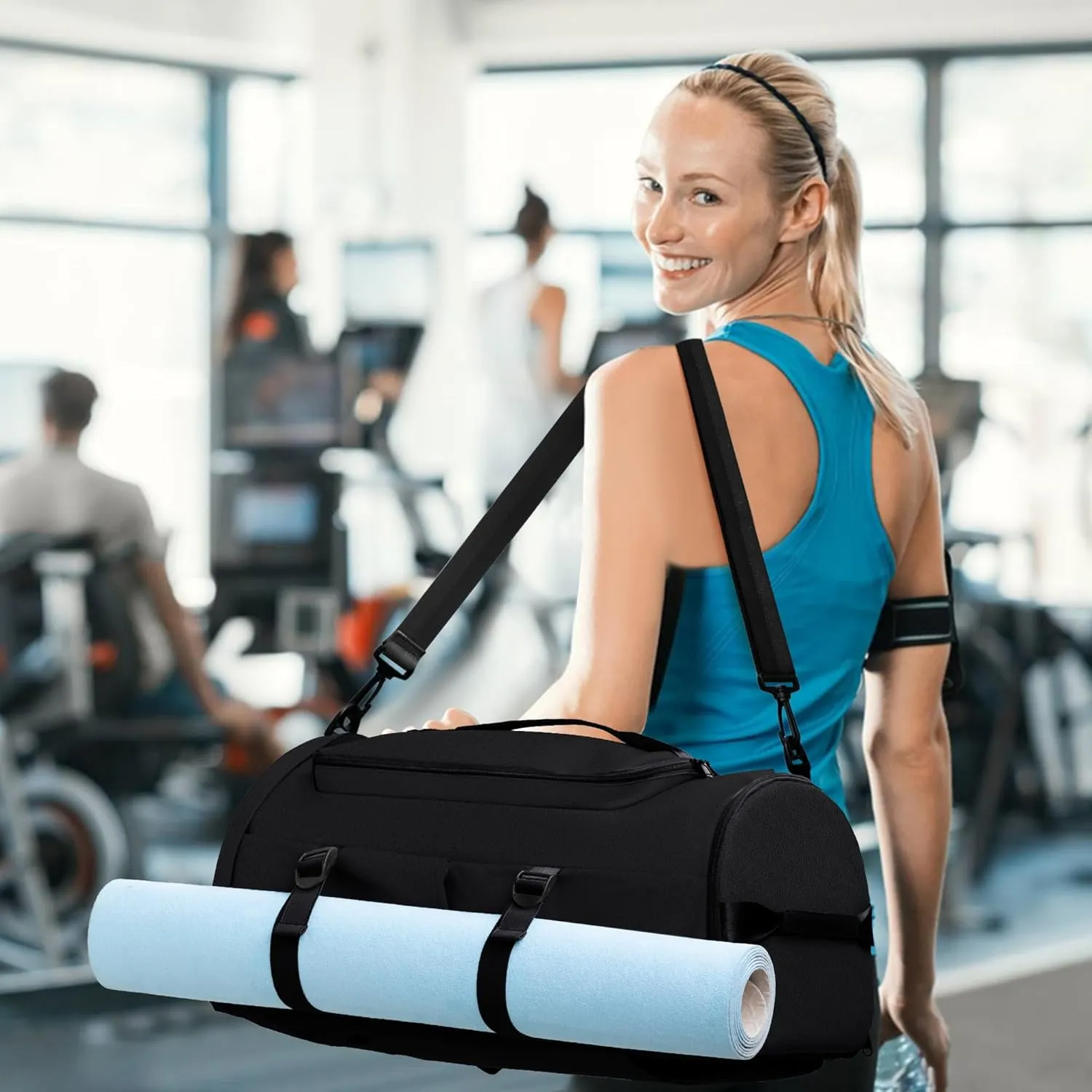 Gym Bag for Men and Women Sports Duffle Bag Travel Backpack Weekender Overnight Bag with Shoes Compartment and Wet Pocket Black - MIYCOO