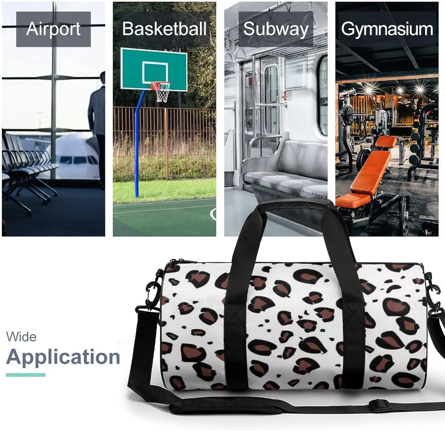 Gym Bag for Men Women Lightweight Sports Duffle Bag with Multiple Compartments Cylindrical Gym Bag for Fitness Travel And Outdoor Activities Ater Resistant Yoga Bag Training Bag Abstract Leopard
