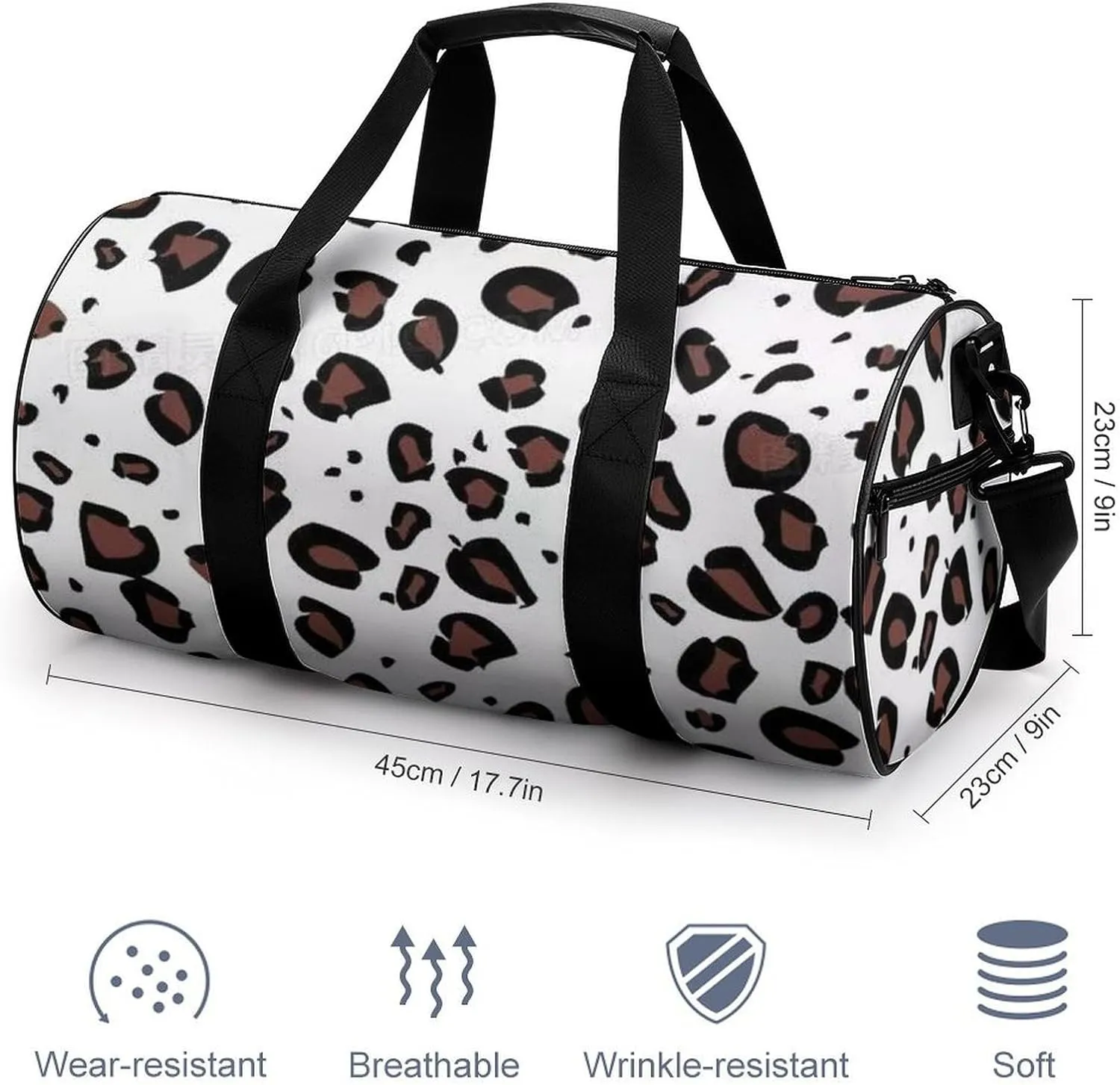 Gym Bag for Men Women Lightweight Sports Duffle Bag with Multiple Compartments Cylindrical Gym Bag for Fitness Travel And Outdoor Activities Ater Resistant Yoga Bag Training Bag Abstract Leopard