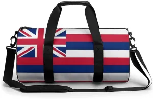 Gym Bag for Men Women Lightweight Sports Duffle Bag with Multiple Compartments Cylindrical Gym Bag for Fitness Travel And Outdoor Activities Ater Resistant Yoga Bag Training Bag Hawaii Stripes