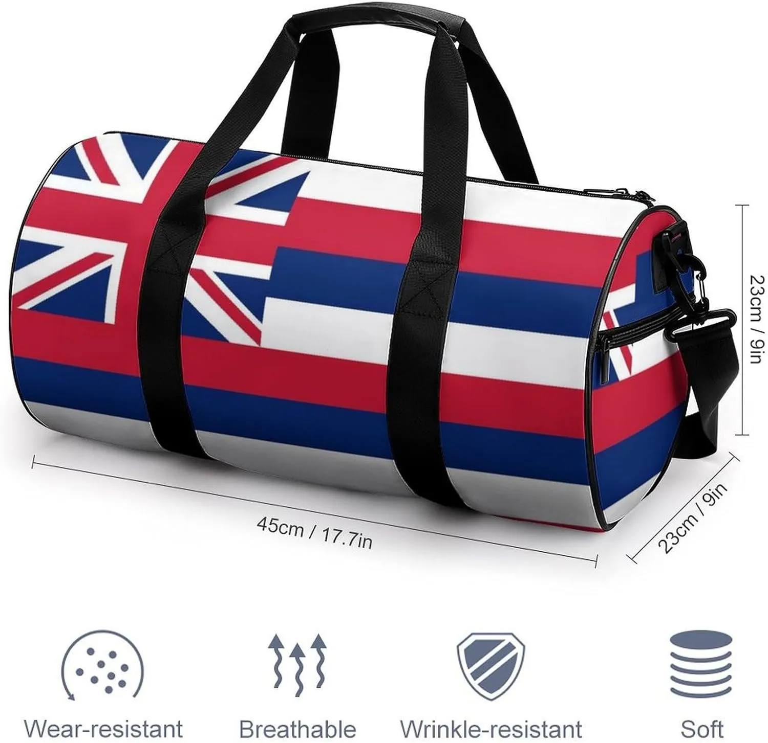 Gym Bag for Men Women Lightweight Sports Duffle Bag with Multiple Compartments Cylindrical Gym Bag for Fitness Travel And Outdoor Activities Ater Resistant Yoga Bag Training Bag Hawaii Stripes