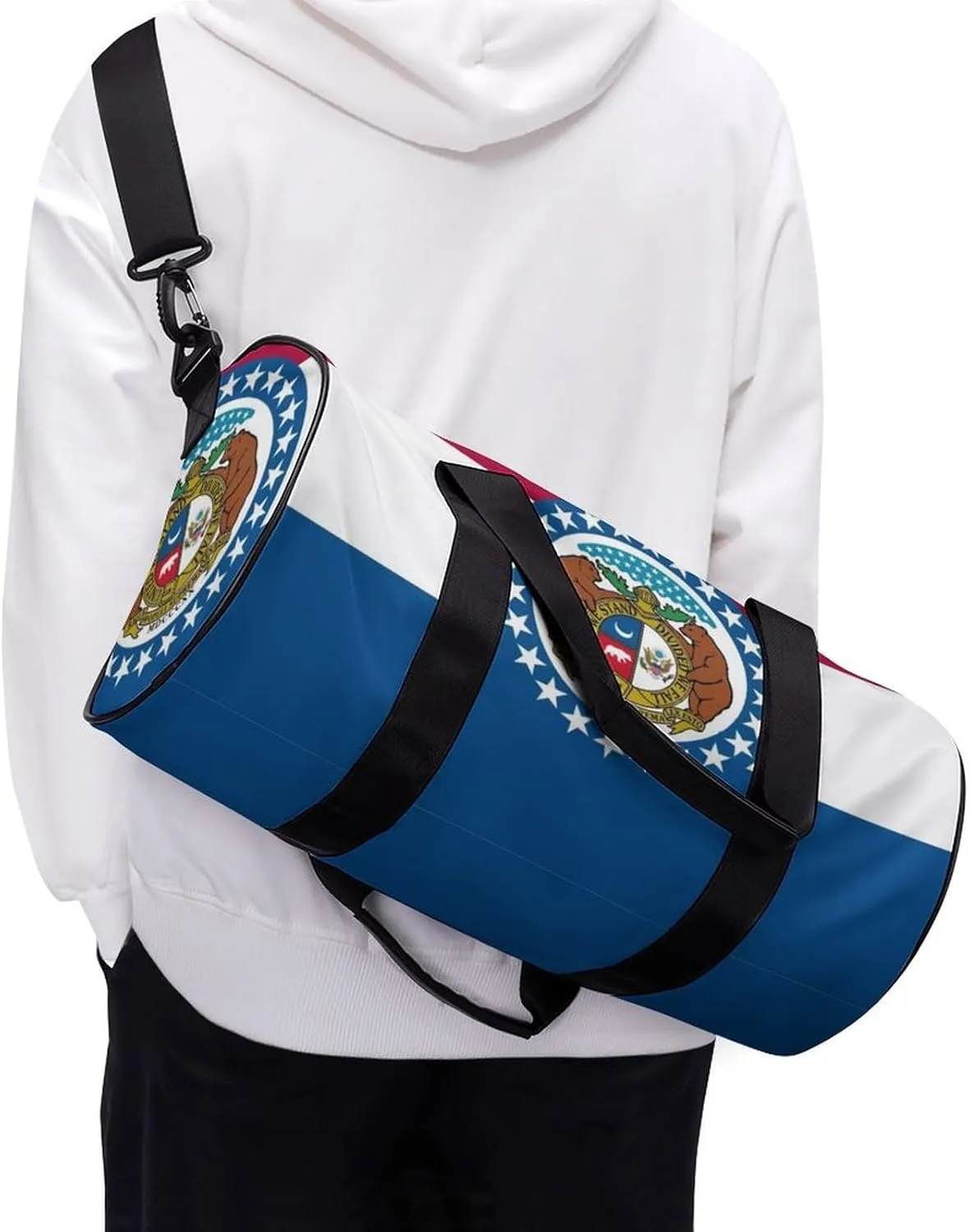 Gym Bag for Men Women Lightweight Sports Duffle Bag with Multiple Compartments Cylindrical Gym Bag for Fitness Travel And Outdoor Activities Ater Resistant Yoga Bag Training Bag Missouri Pride